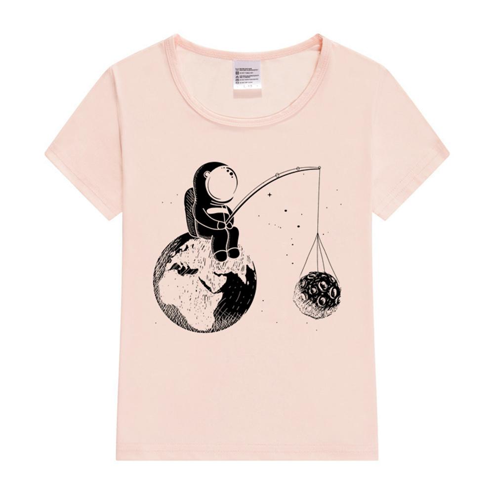 Boys' short sleeved T-shirt, children's astronaut T-shirt, big boys' cute pattern T-shirt, children's cartoon top, summer outfit