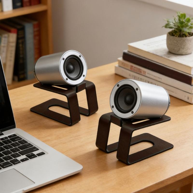 Heavy Duty Metal Speaker Holder With Vibration Reducing Rubber Feet For Desktop Speakers
