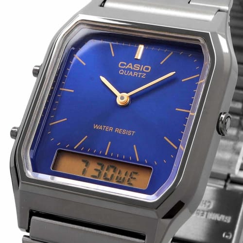 Casio ANA-DIGI Quartz Watch, Vintage Series AQ-230GG-2A, Unisex Dual Time, Blue, Overseas Model