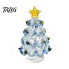 Elegant Office Desk Decor Glazed Glass Christmas Tree Figurine, Handcrafted Ornament Gift for Friends Holiday Display, Colorful Modern Table