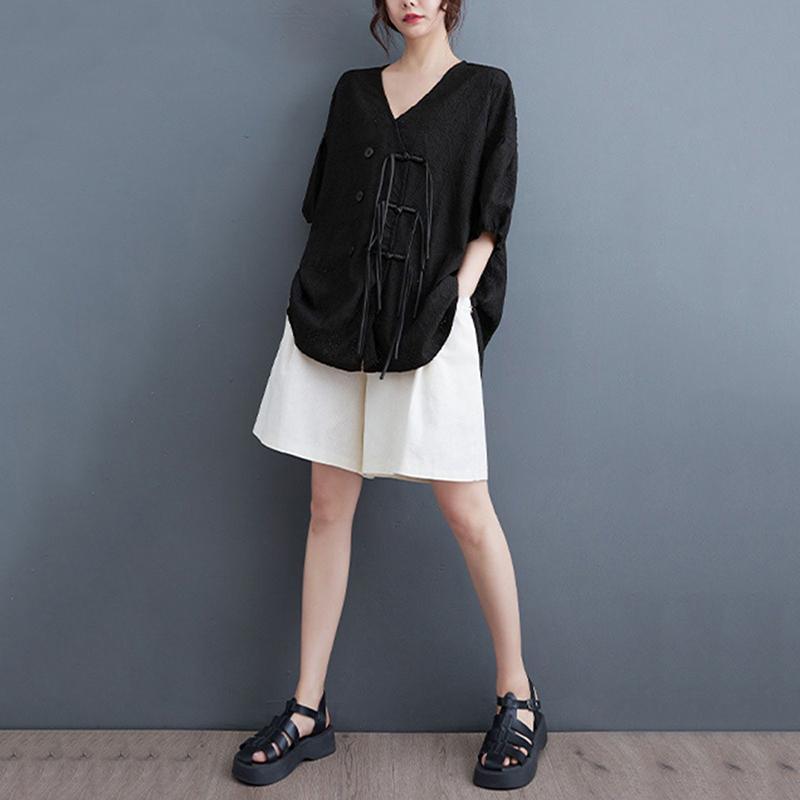 

XITAO Asymmetric Button Shirt ZMY1105 One Size чорний