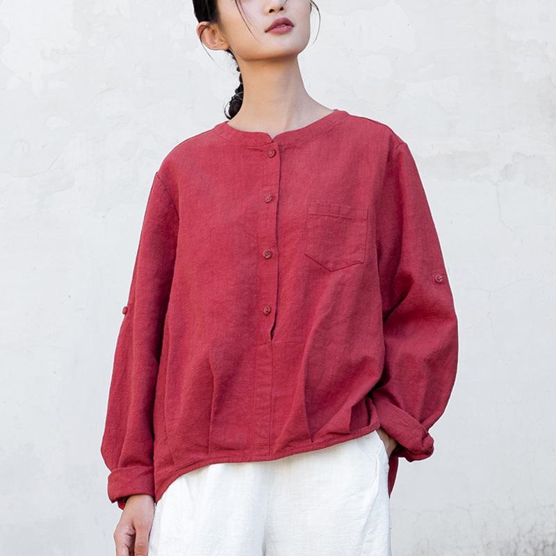 2026 Spring Women's Long Sleeve Cotton Linen White Shirt - Artistic, Versatile, and Commuting-Friendly.