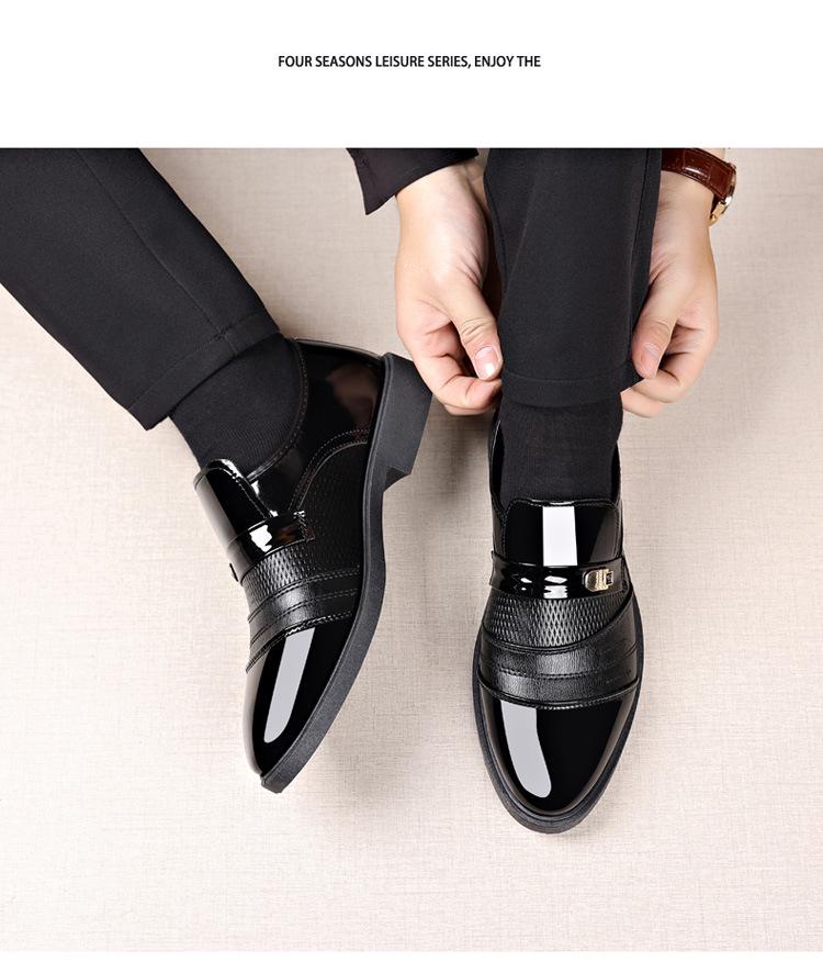 British Style Plus Size Men's Black Leather Casual Formal Shoes