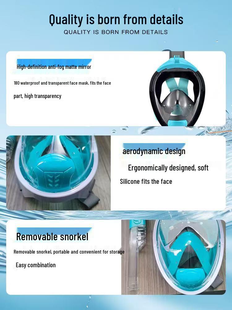 Vodotěsná celoobličejová šnorchlovací maska se suchým šnorchlem pro děti a dospělé