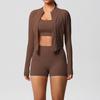 Women's 3-Piece Cloud-Feel Yoga Set: Tight Shorts, Shockproof Vest & Running Jacket
