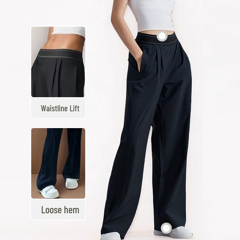 Women's High Waist Yoga Pants - Sunscreen, Casual, Cool, Wide Leg, Fitness Fashion, Loose Fit.