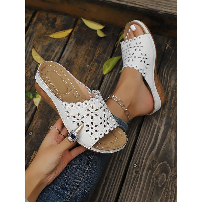 Summer New Wedge Slippers Women's 2025 Plus Size Muffin Thick Sole Open Toe Sandals