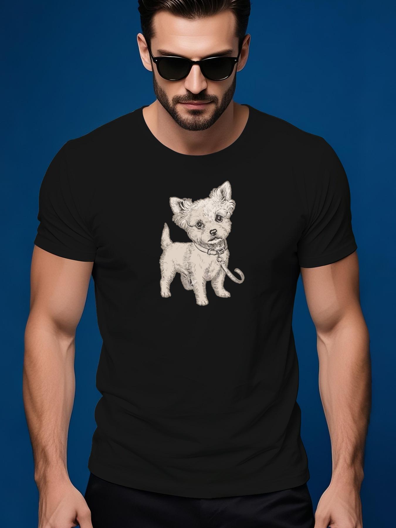 Summer with Adorable Fluffy Dog Print T-shirt XXXL