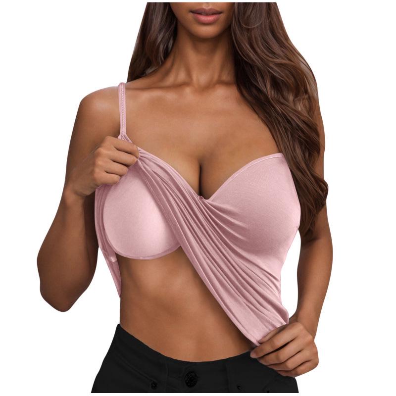 Women's Fashion Solid Color Camisole with Built-in Bra