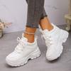 Women's Chunky Sneakers White Black Leather Platform Sneakers for Women Height-increasing Shoes Thick Sole Casual Shoes Woman