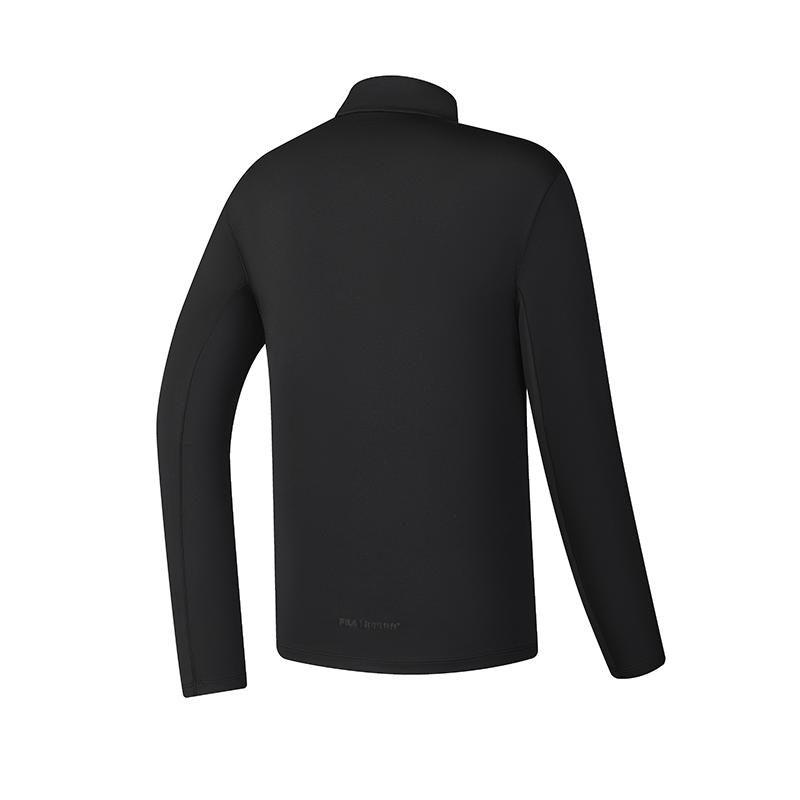 Fila Stand Collar Half-Zip Knitted Long Sleeve T-Shirt Men Tops Deep-Black A11M517209FBK