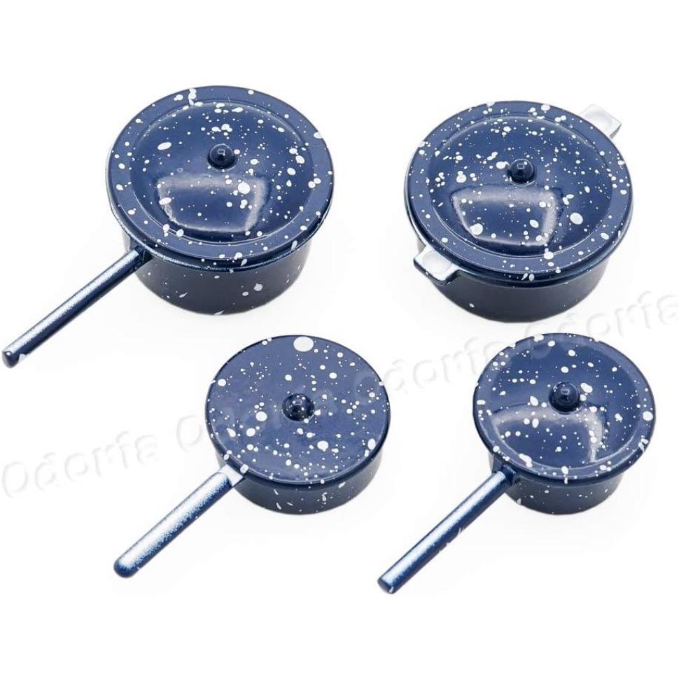 1/12 Miniature Pots Cooking Pot Set of 4 Dollhouse Kitchen Cookware Accessories
