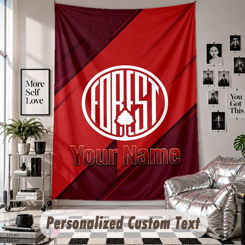 Wall Hanging Tapestry With Custom Name & Text, Nottingham Forest FC Decorative Tapestry For Bedroom