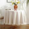 Polyester Linen Tassels Tablecloth, Black Peony Printing Dust-Proof Table Cover,for Kitchen Dinning Coffee Teatable Home Decor
