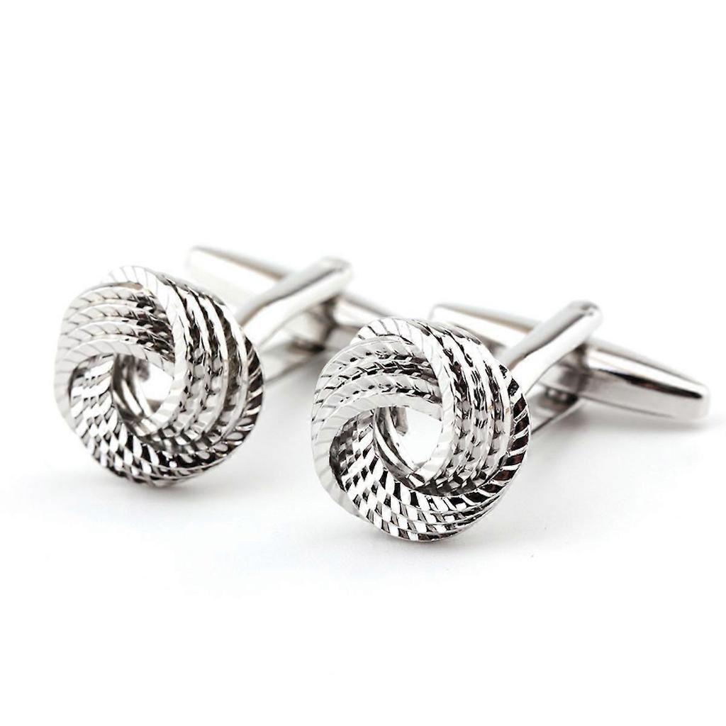 1 Pair Man's Shirt Studs Twist Pattern Cufflinks Silver Plated for Business Wedding Party