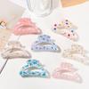 Hair Claw Floral Print Hollow Design Back Head Hair Clip Anti-slip Teeth Strong Grip Shark Hair Clip Versatile Hair Accessory