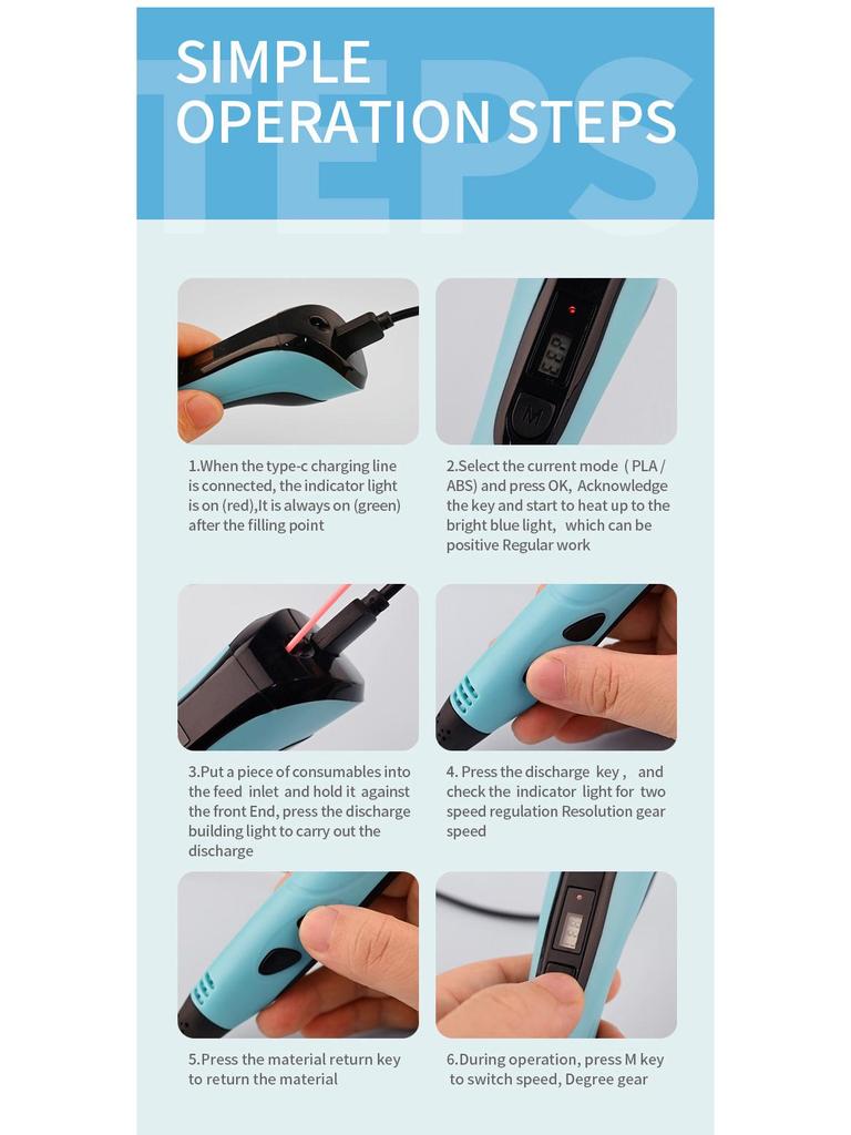 3D-Druckstift für Kinder - Graffiti-Spielzeug für kreatives und pädagogisches Spielen