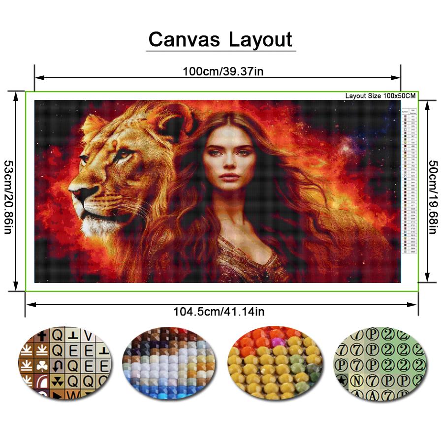 Abstract Woman and Lion Large Size Diamond Painting New Collection Animals Diy Full Drill Rhinestone Embroidery Mosaic Cross Stitch Kits