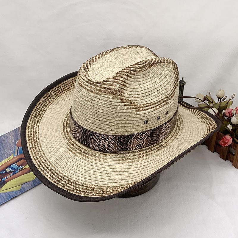 Spring And Summer Men'S And Women'S Western Denim Straw Straw Hat Shading Knight Hat Sun Hat