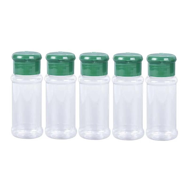 5Pcs Plastic Spice Salt Pepper Shakers Seasoning Jar BBQ Condiment Vinegar Bottle