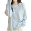 Women's Loose Fit Wool Pullover with Lace Trim & V-Neck – Thickened for Autumn/Winter