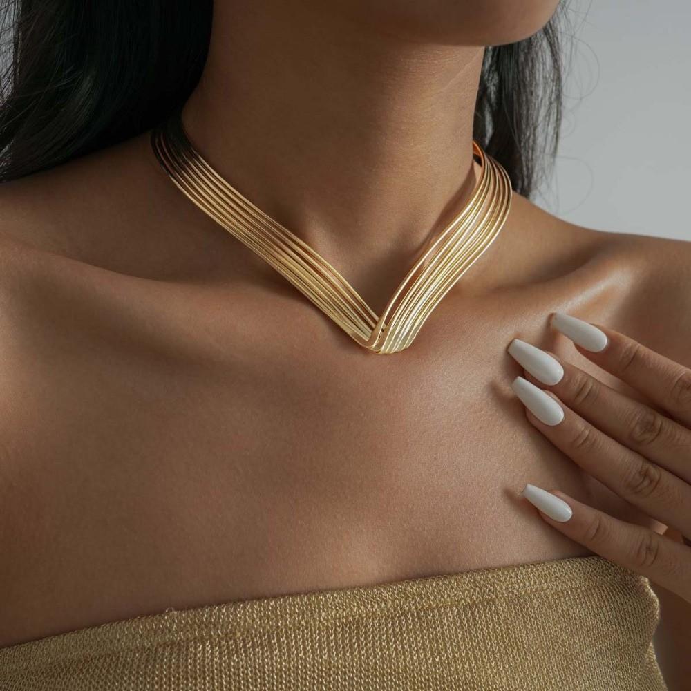 Metal Opening Irregular Metal Twisted Collar Exaggerated Women's Fashion Choker Wedding