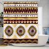 Decorative Shower Curtain with African Print Design Modern Bath Rug Decoration, Rustic Decor, Dark Beige Color, Polyester Fabric