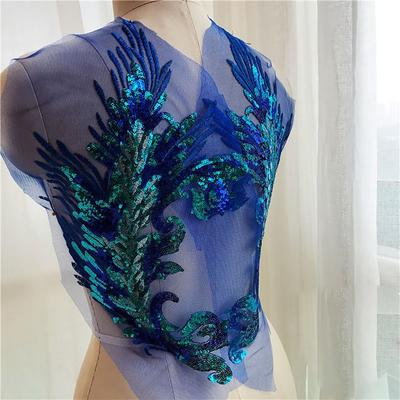 Patchwork Sticker Phoenix Tail Feather Sequined Embroidery Patches DIY Clothing Applique Sequin Embroidery Stage Costumes