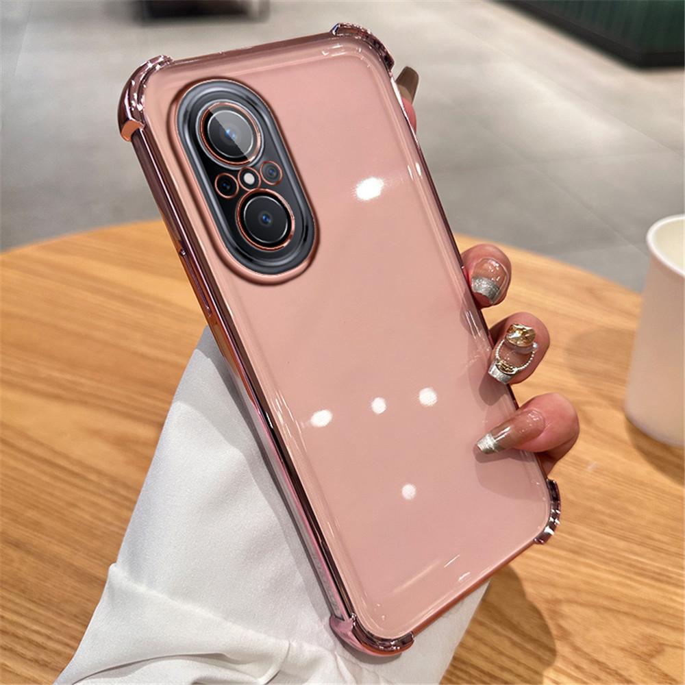 Plating Transparent Shockproof Phone Case For Huawei Nova 12 Pro With Magnetic Stand Holder Nova 9 SE 11 10 9 8 7 Pro Soft Cover
