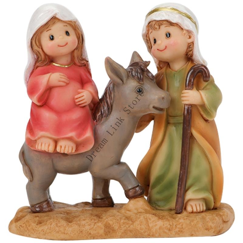 Q1FD Resin Catholic Holy Family Statue Christmas Home Decor Sculptures Tabletop Centerpieces for Living Room