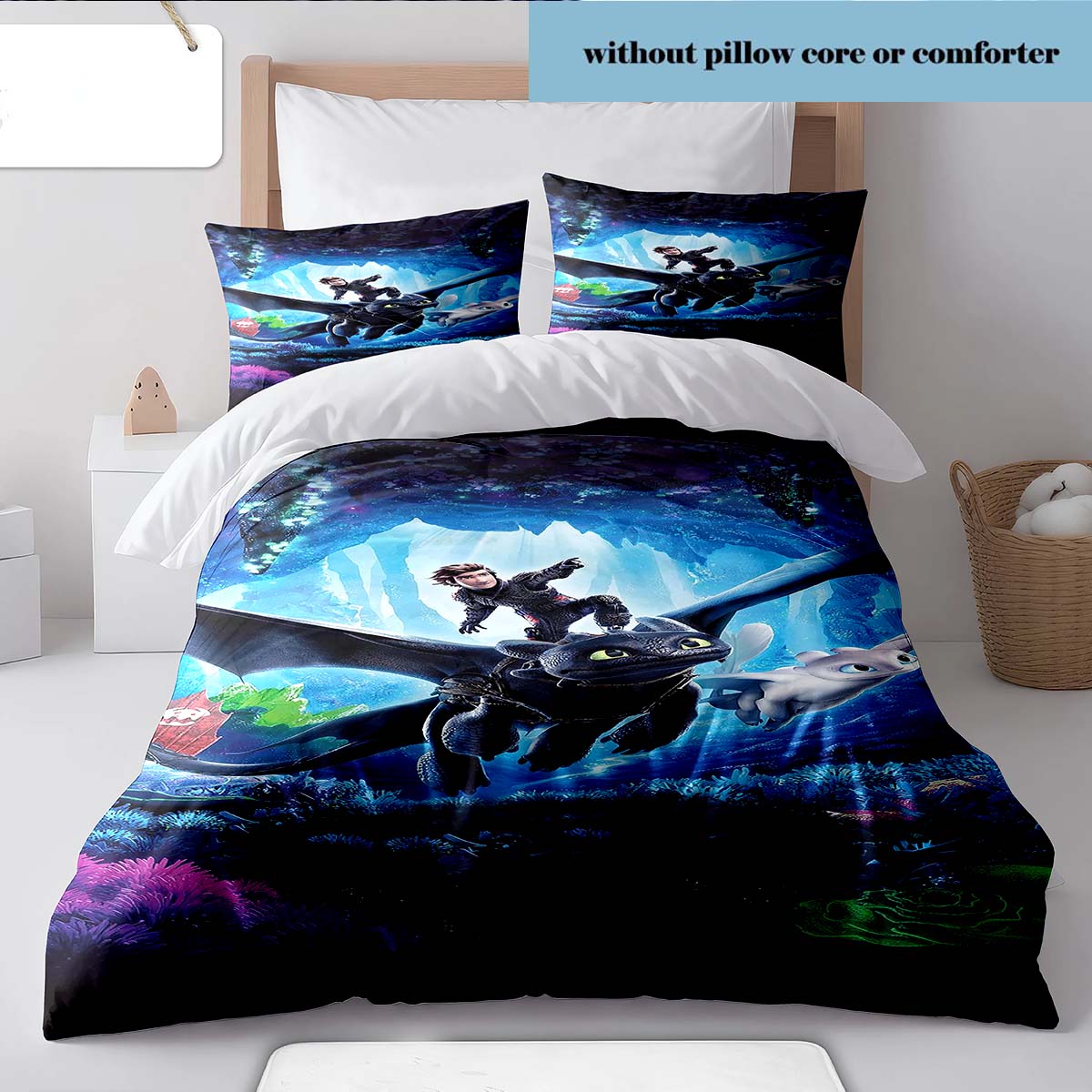 Black Dragon Duvet Cover Set Mythical Dragon Dark Art Bedding Quilt Cover Pillowcase -QJY 135x200cm