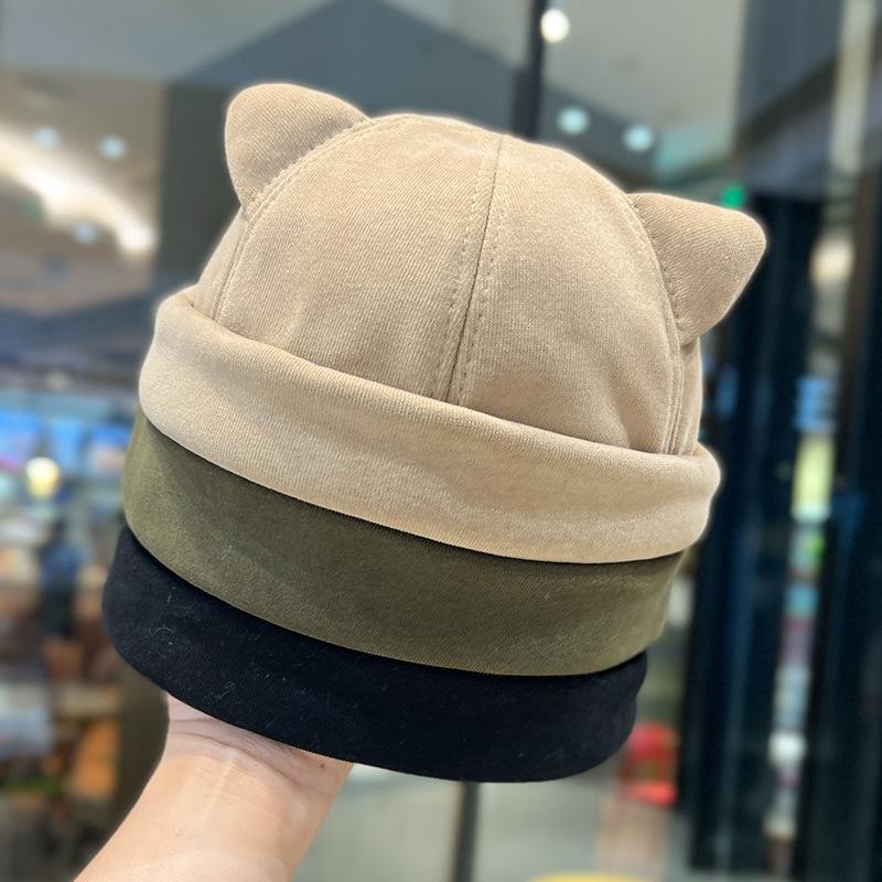 Süße Katzenohren Melonenpelzmütze Damen Persönlichkeit Süß Cool Street Yuppie Hut Herbst und Winter Vielseitig Lässig Vermieterhut