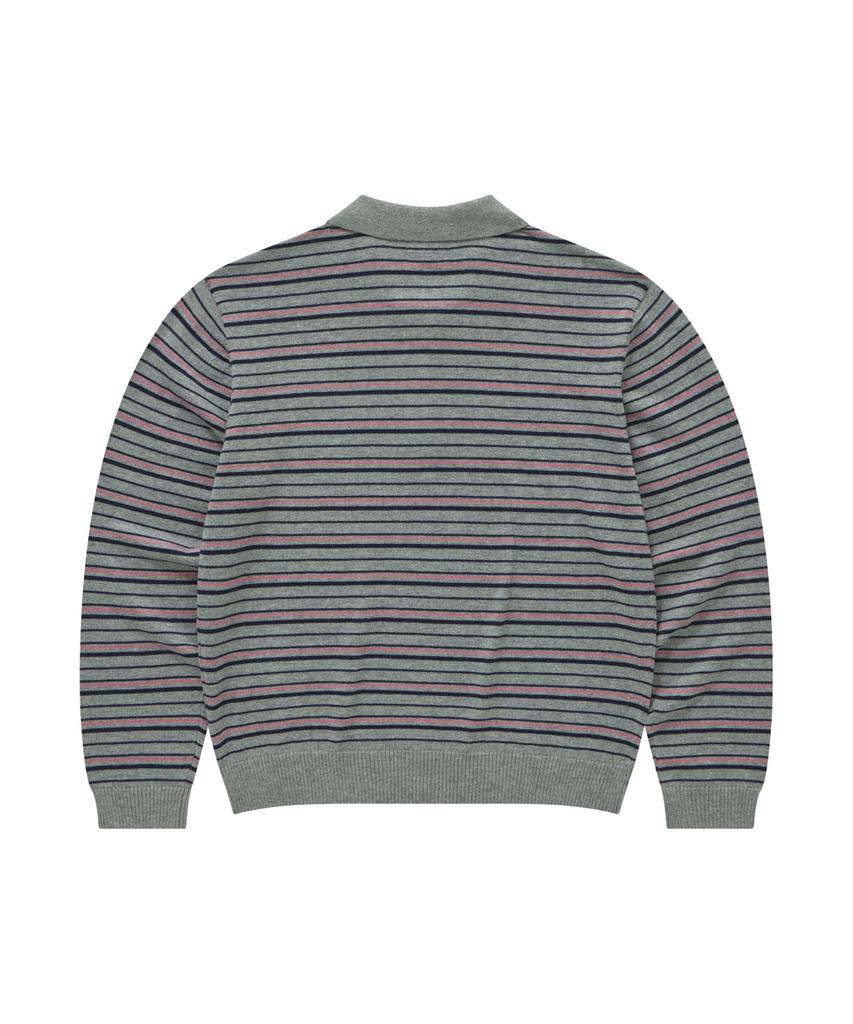 COVERNAT WOMAN Striped Collar Knit Melange Gray