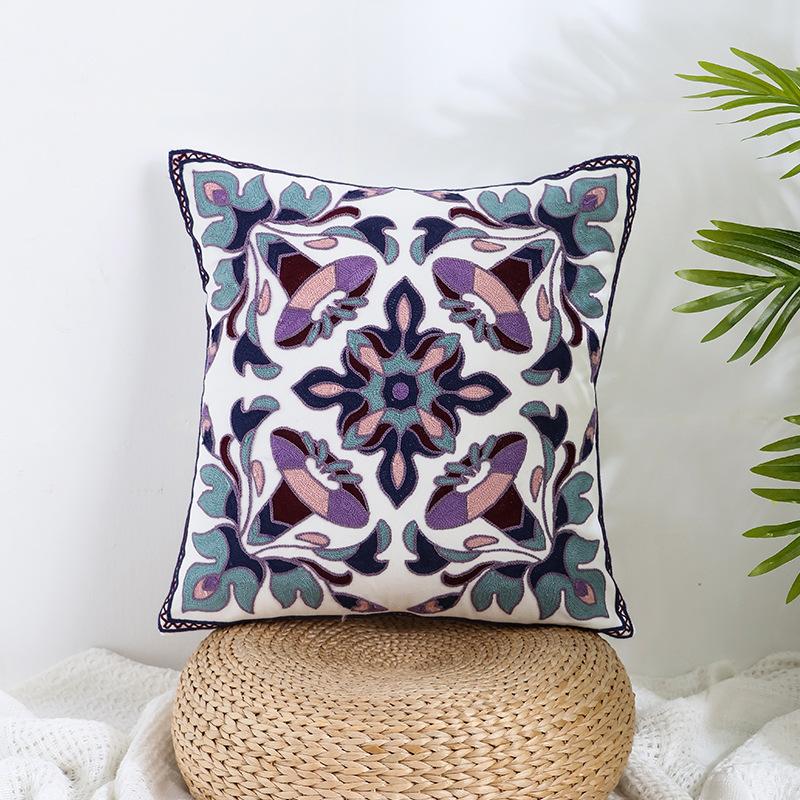 Ins Floral Embroidery Pillow Case Living Room Sofa Decoration Flower Bedroom Bedside Pillow