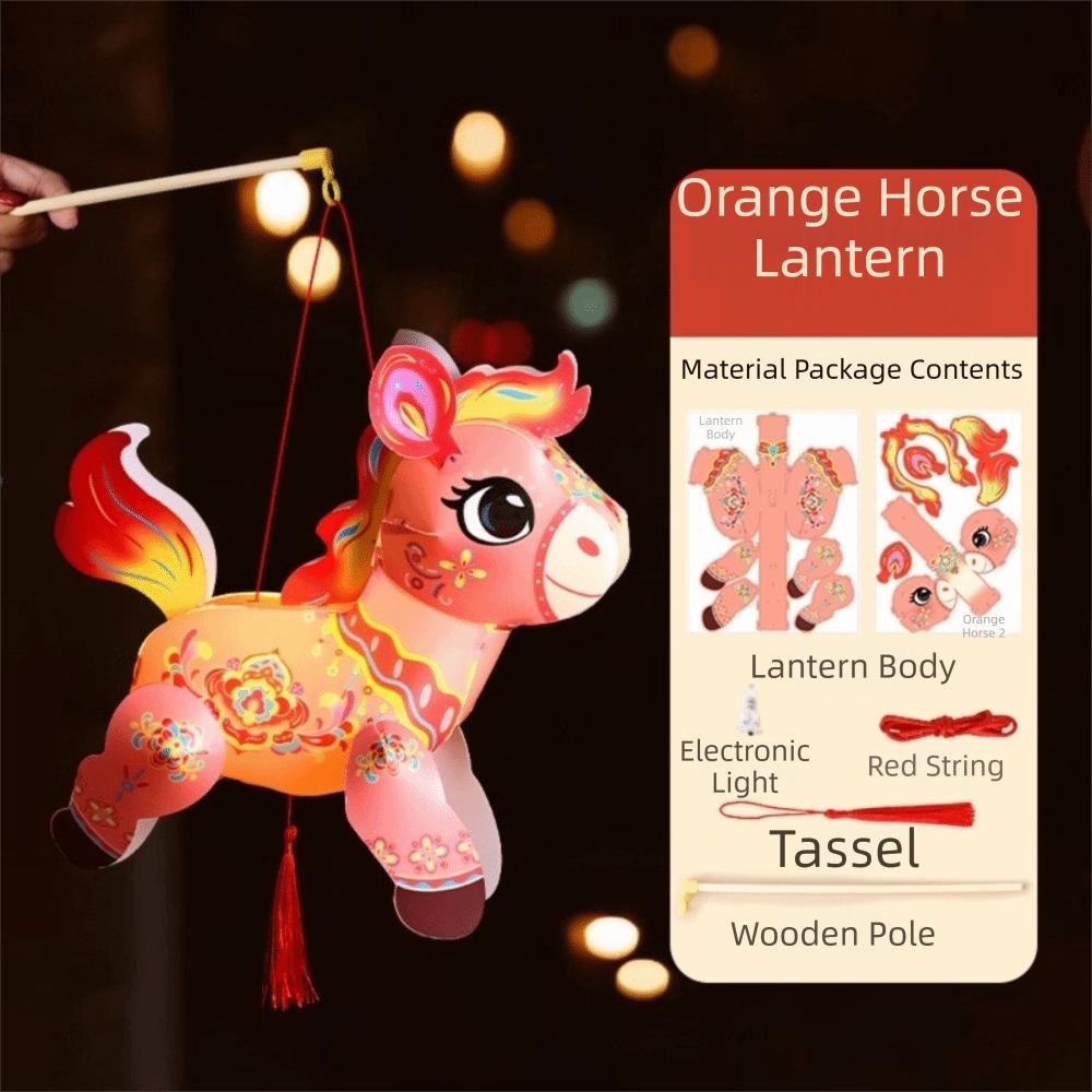 Cartoon Zodiac Horse Lantern PVC Blessing Lantern Handheld Lantern  Celebration Event