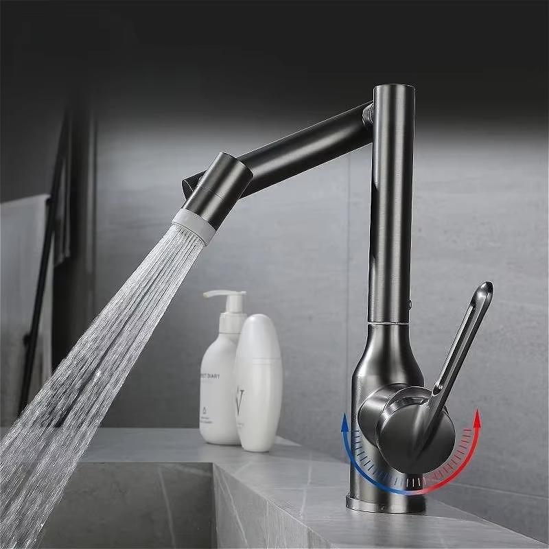 Cold and Hot Water Tap Stainless Steel Mixer Faucet Universal Rotation 2 Modes Spray Washbasin Sink Faucet Deck Mounted