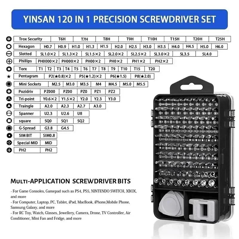 115 in 1 Präzisionsschraubendreher-Set PRO Elektronik Magnetisches Reparaturwerkzeug-Set mit Koffer für Reparatur Computer IPhone PC Haushalt