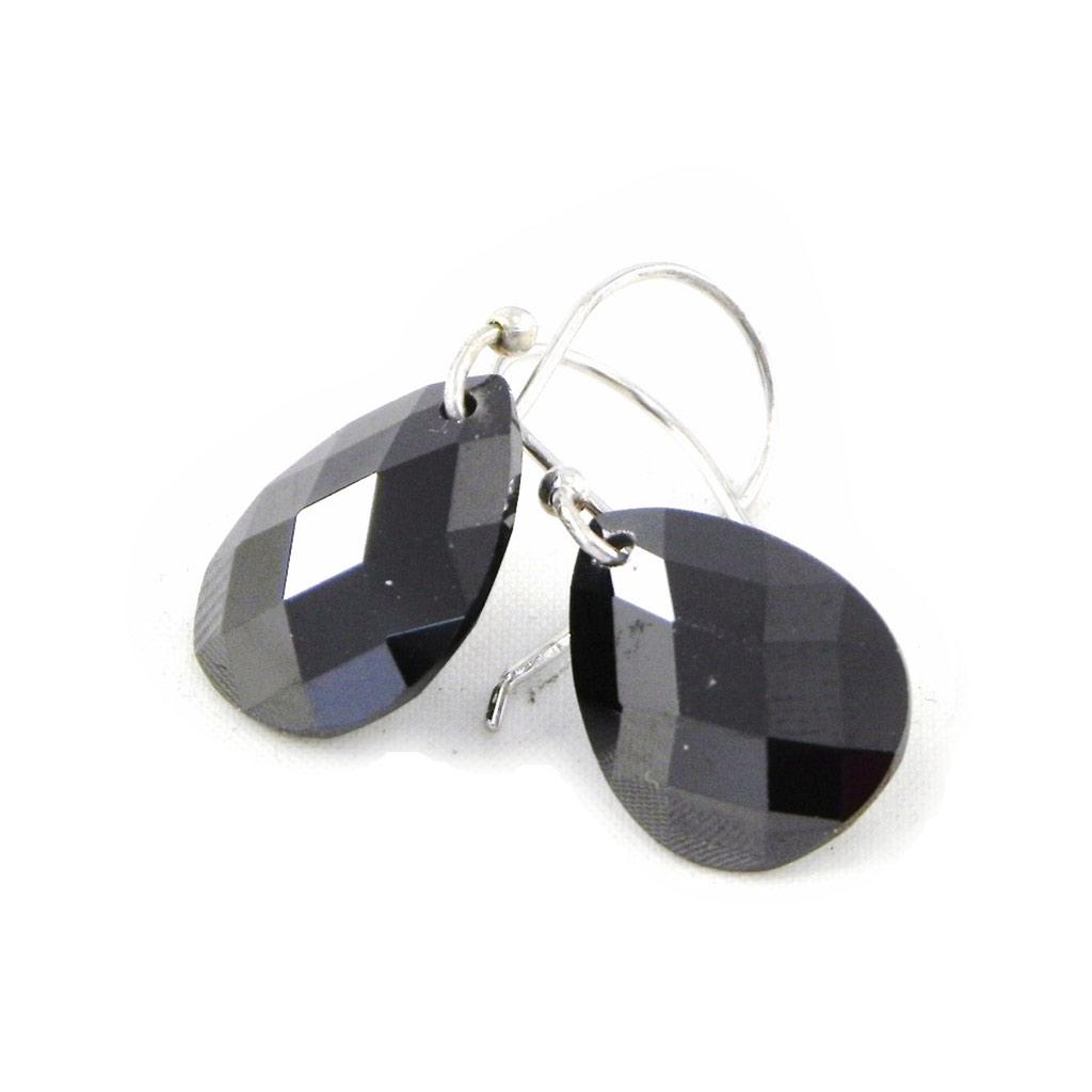 Les Trésors De Lily [C6920] - Silver Earrings 'Linda' Silver Black (rhodium-plated) - 15x12 Mm