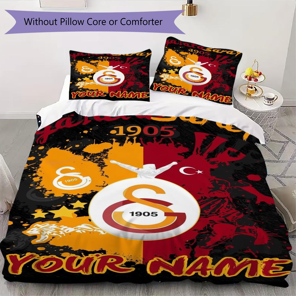 Custom Name Galatasaray Pattern Bedding uilt Set uilt Cover Pillowcase Home Decoration Birthday Gift (1*duvet cover+2*pillowcase without core)