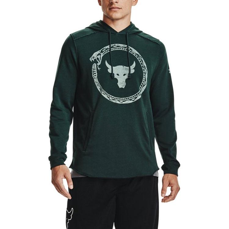 Under Armour Project Rock Sweatshirts Men's Green Hooded Moderate Regular 1361747-384
