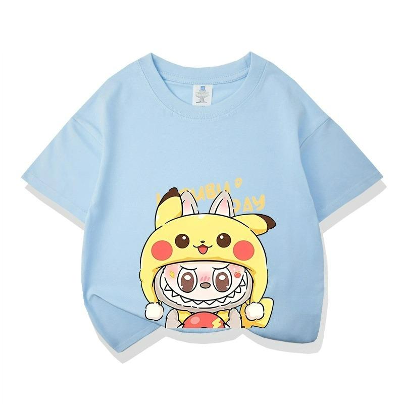 Kreslená grafika Dětské Dospělé Labubu Tištěné Tričko Léto Pánská a Dámská Móda Outdoor Dívka Tričko s Krátkým Rukávem Top Pulovr