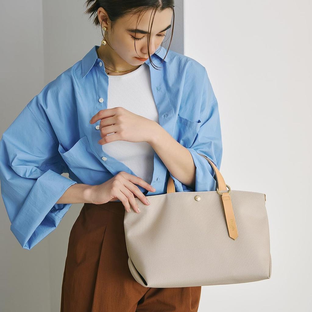 Topkapi Breath Aerial Nylon Tote Bag with Color Lightweight Light Beige Strap, (Light Beige), Women's, 502086100125,