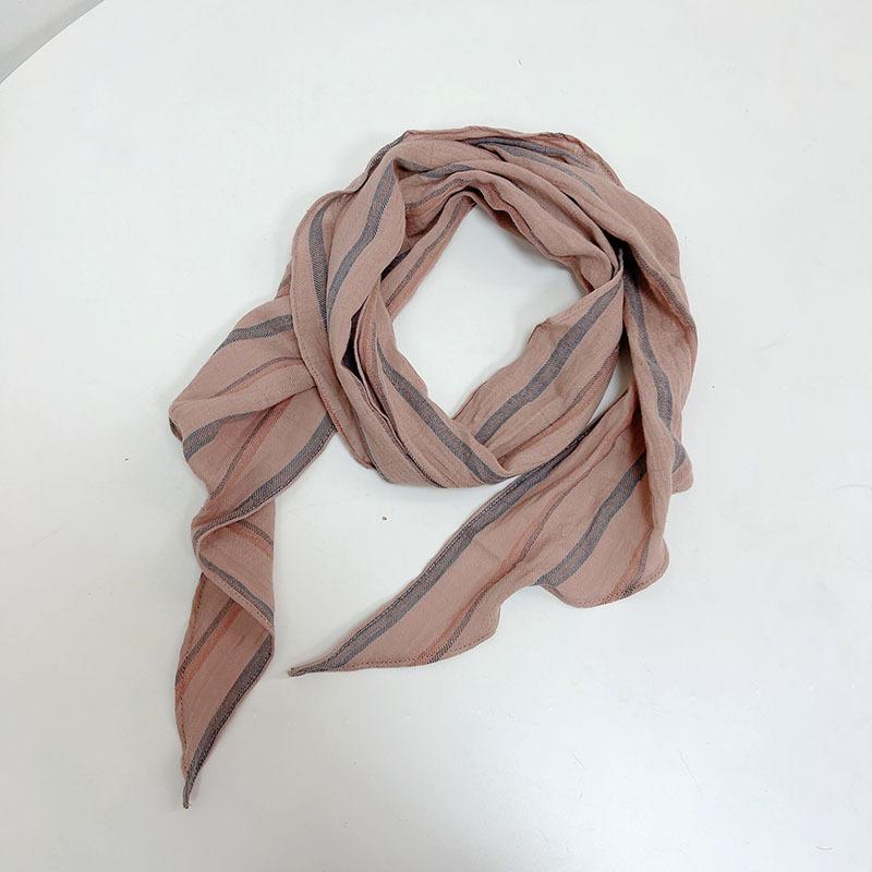 

Полосатый хлопковый треугольный шарф Женская защита шеи Теплый маленький шарф Универсальные литературные аксессуары Тонкий шарф