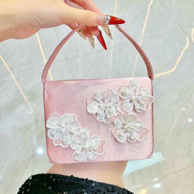 Fashion Evening Party Small Xiaoshangfeng Style Handbag, Lady's Banquet Bag with Floral Accessories, Crossbody Bag