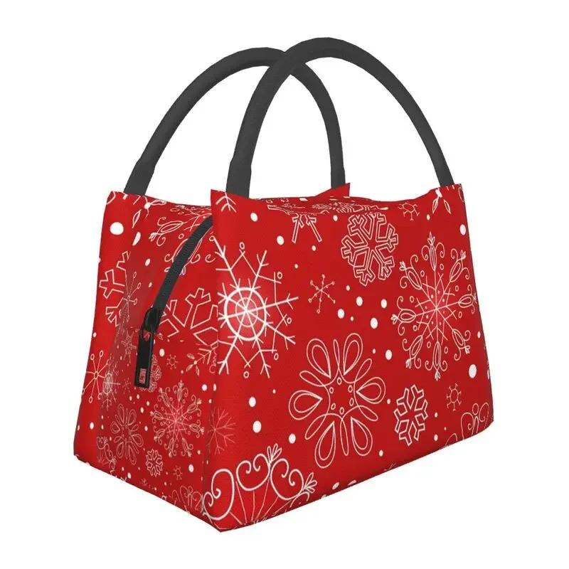 Merry Christmas Snowman Pattern Insulated Lunch Bags for Women Snowflakes Pattern Portable Thermal Cooler Bento Box Work Travel