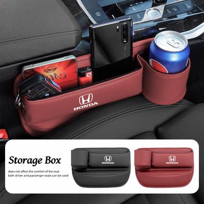 AAAKO1 Multifunction Leather Storage Box Car Seat Gap Organizer Cup Holder For Civic Fit Accord City Vezel CR-V S660 Odyssey HR-V
