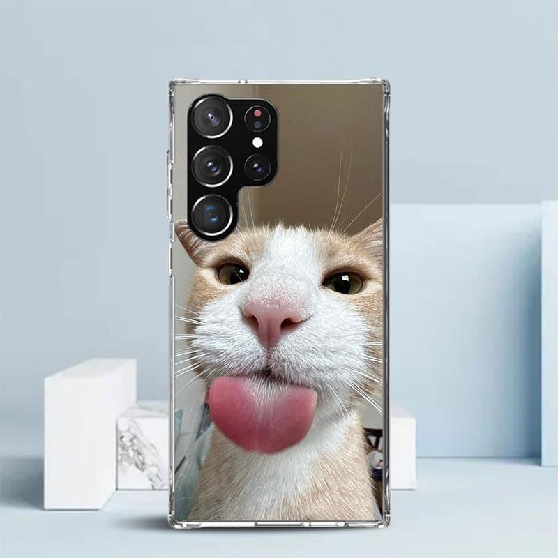Haustier Katze Lustige Memes Weiche Hülle für Samsung Galaxy S25 Edge S26 S24 S23 Ultra Handyhülle S22 S21 Plus S20 FE Muster Schale