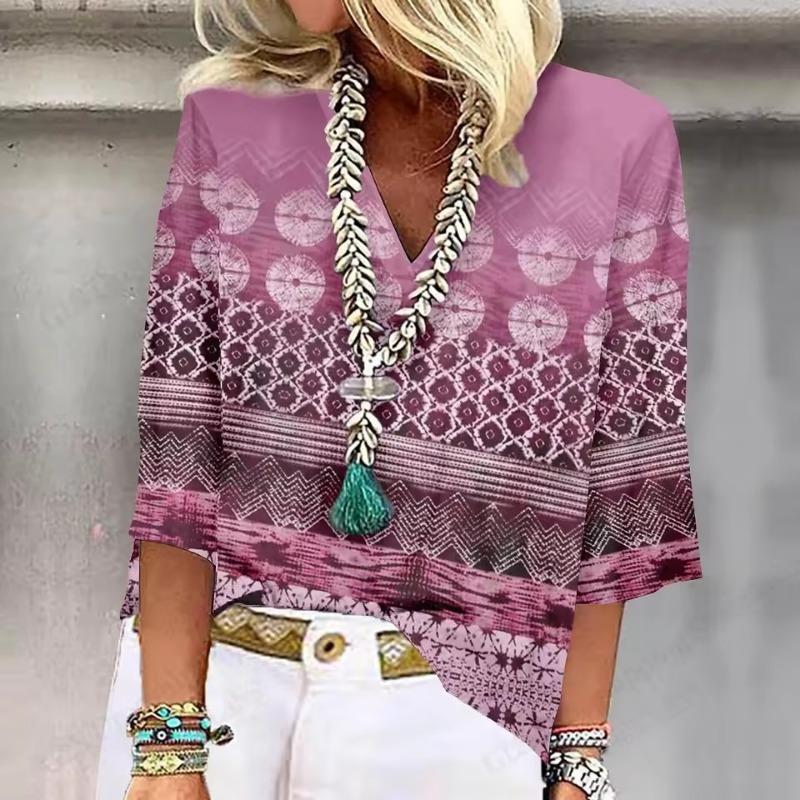 Summer New Women T-shirt Floral 3d Print Tshirt Women Fashion V-Neck Short Sleeve Oversized Tops Tee Female Clothes Harajuku Y2k