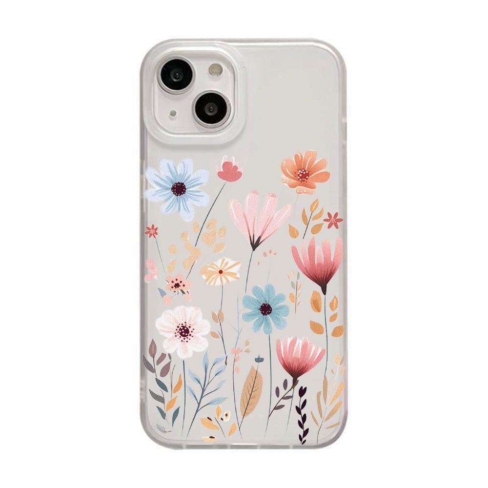Colored Flowers Applicable iPhone17ProMax Mobile Phone Case 16 Apple 15/14 Frosted 13 Simple Protective Case