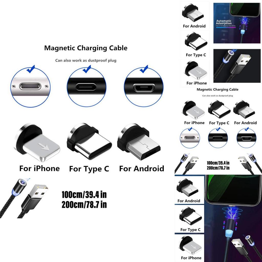 Magnetic Charging Head 360 Degree Rotation For Android And Iphone Aluminum Alloy Charging Interface